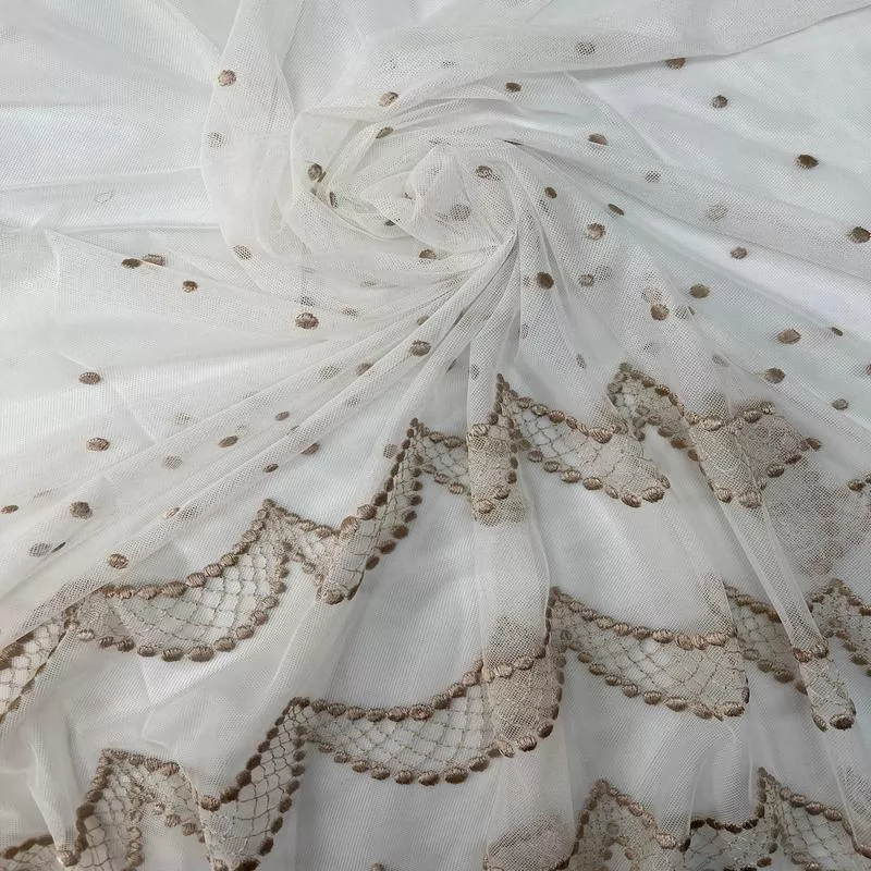 beige-polyamide-viscose-tulle Beige Polyamide Viscose Tulle