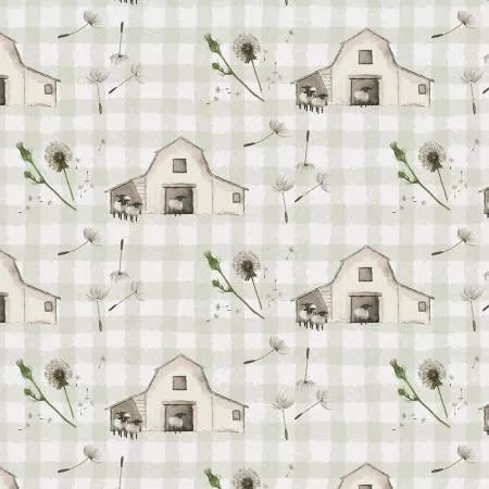 Beige Tiny Barns on Check Ground