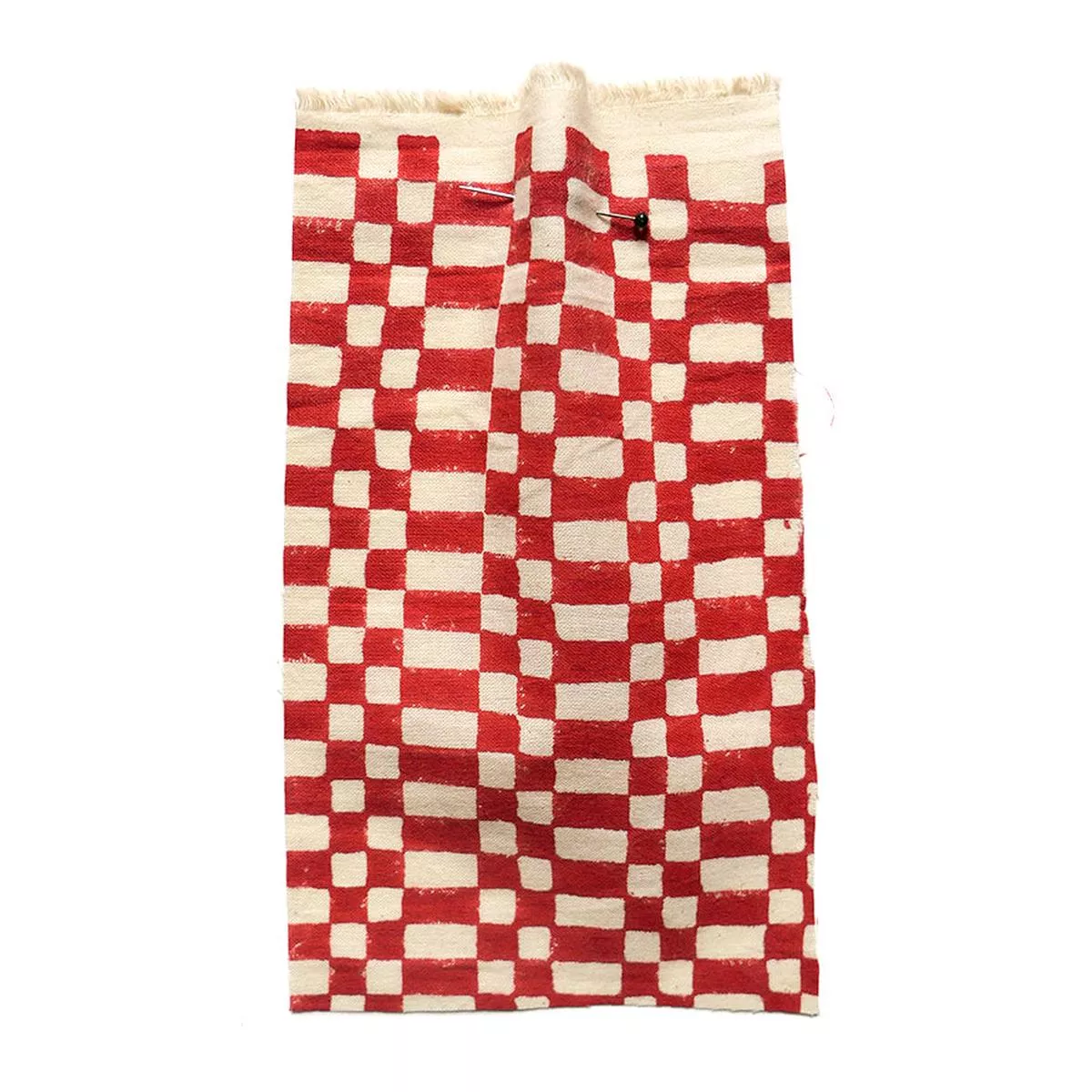 Block Print Mortar Check – Medium Red