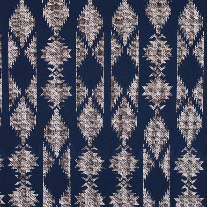 blue-beige-geometric-stretch-cotton-twill Blue and Beige Geometric Stretch Cotton Twill