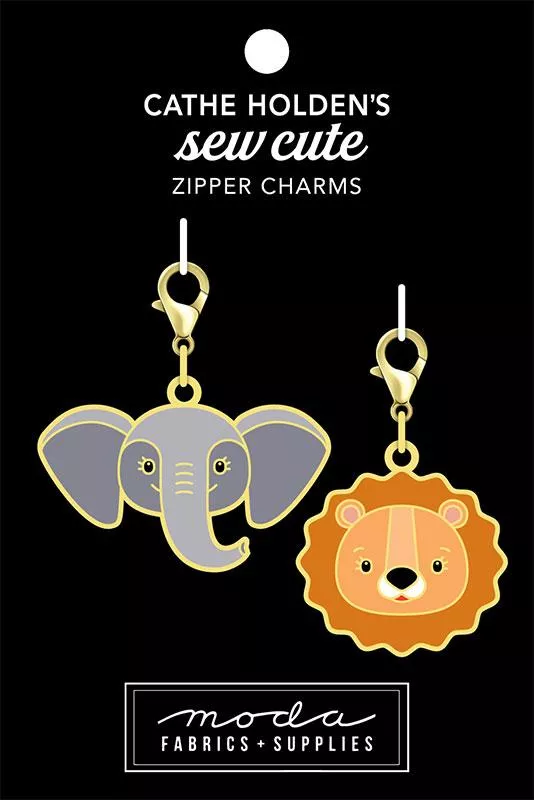 CH150 Elephant Lion Zipper Pulls 2ct Moda