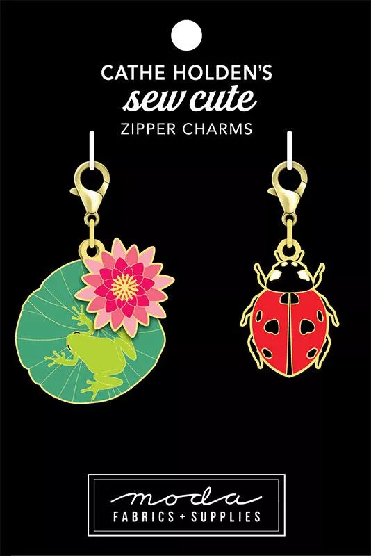 CH151 Frog Lady Bug Zipper Pulls 2ct Moda