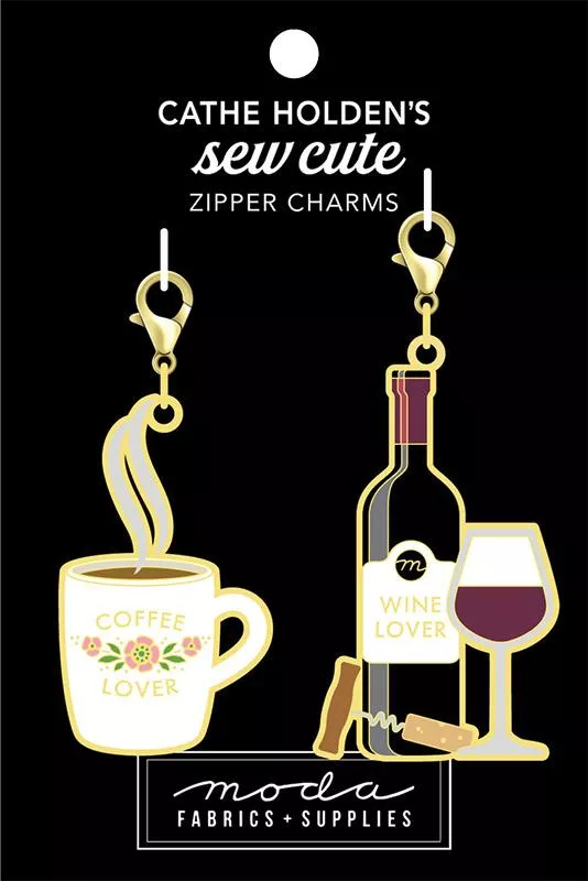 Coffee Wine Zipper Pulls 2ct