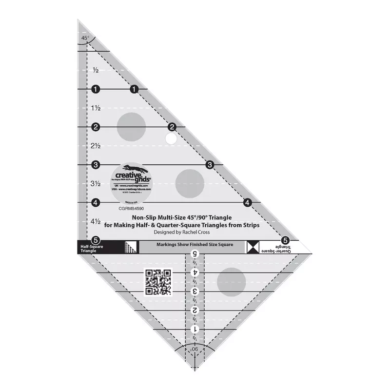 creative-grids-multi-size-triangle-45-90-degrees-quilt-ruler Creative Grids Multi Size Triangle 45 and 90 Degrees Quilt Ruler