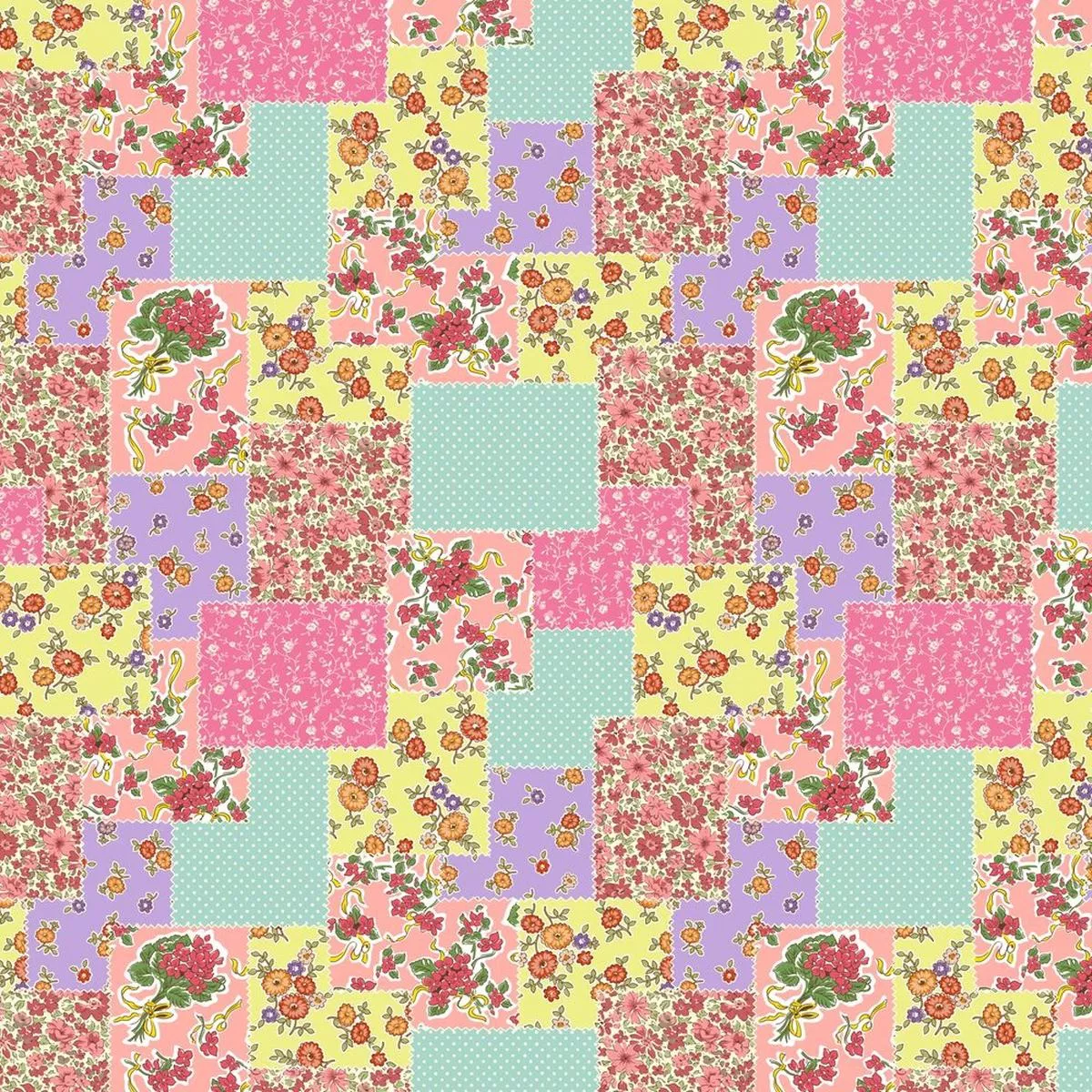 floral-patchwork-fabric-pink Floral Patchwork Fabric – Pink