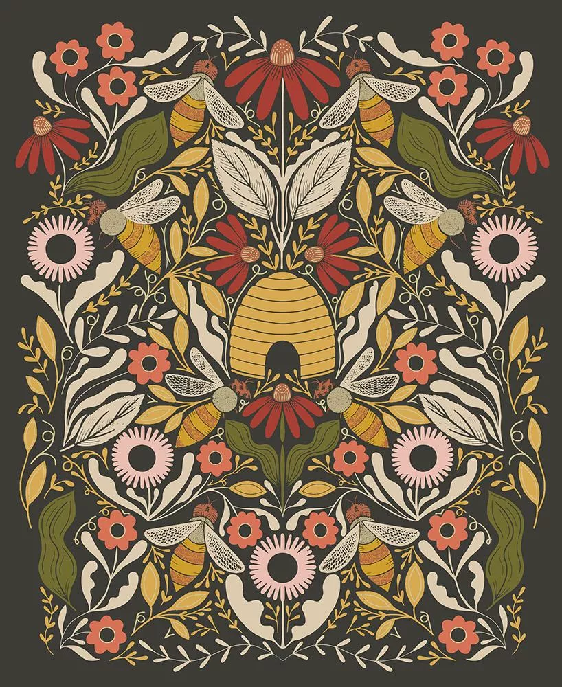 Moda, Bee Garden , Metallic Black