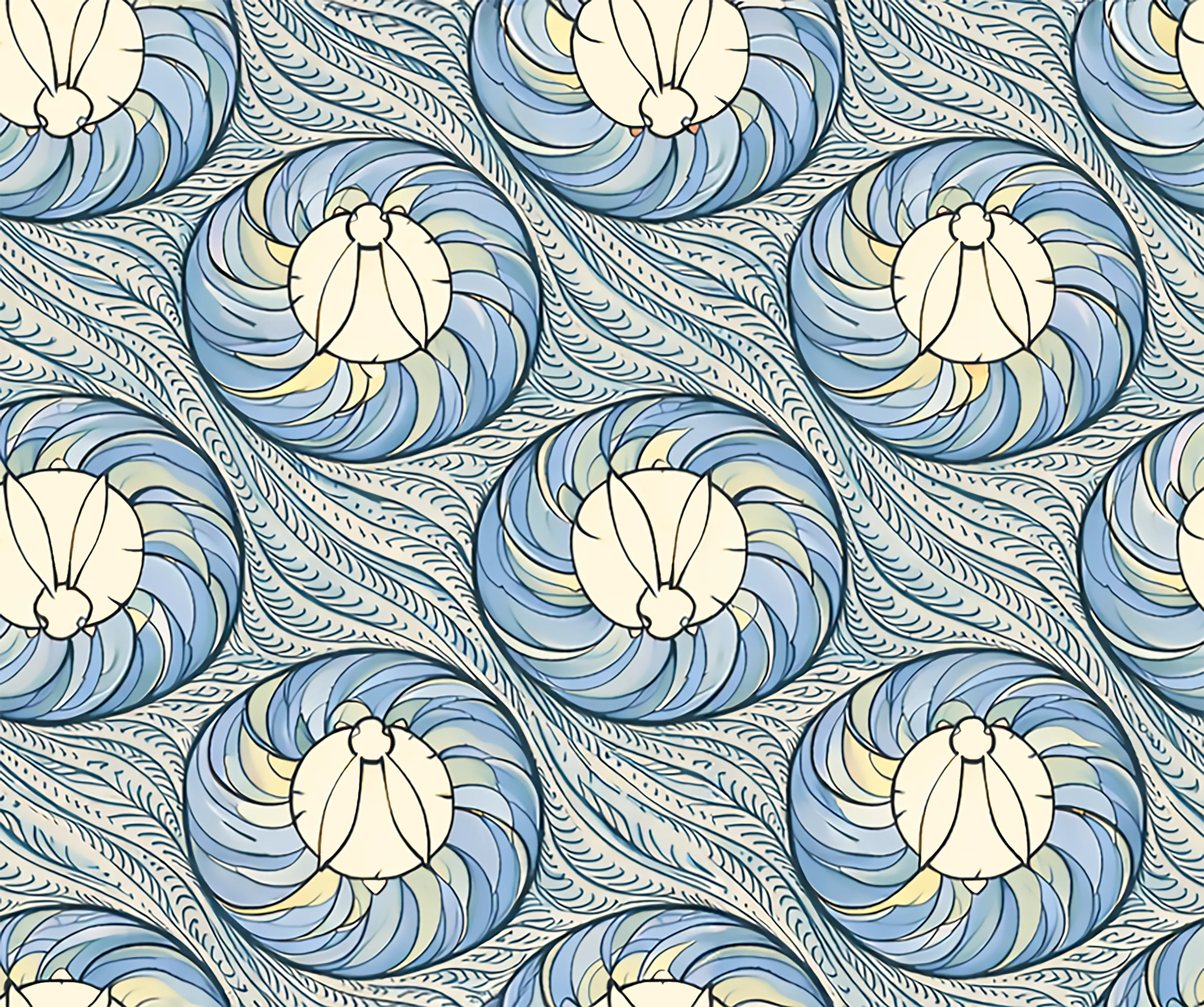 Nesting Bunnies Blue