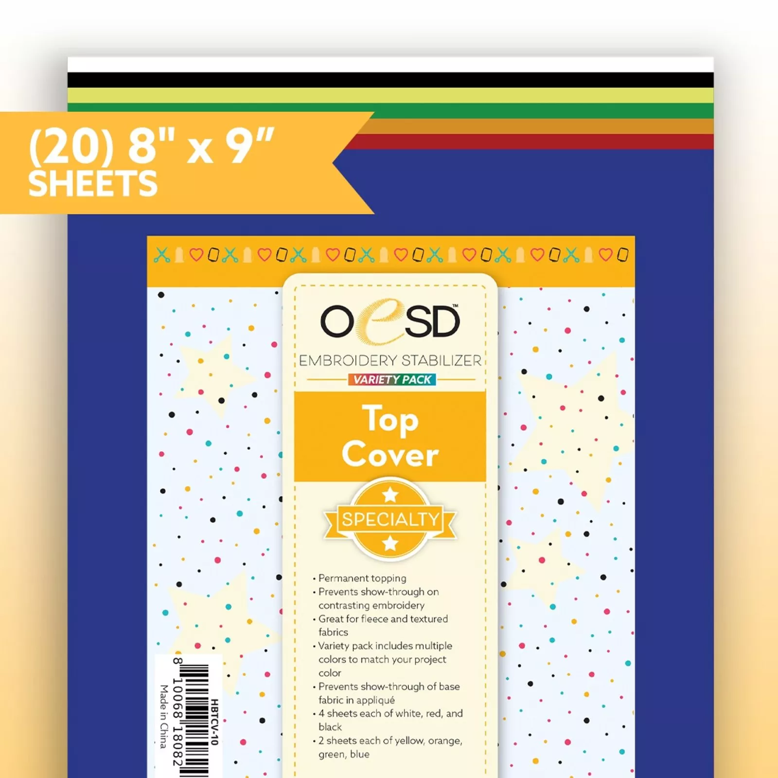 OESD Top Cover Multi Colors 8 in x 9 in- 20 sheets