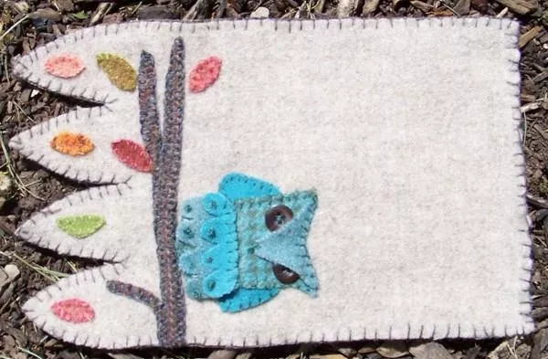 Owl Mug Rug Wool Applique Kit
