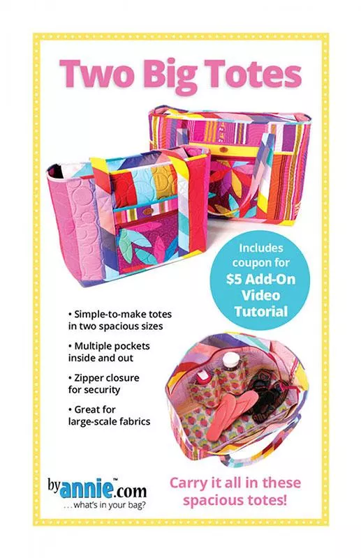 pba310-two-big-totes-patterns-by-annie PBA310 Two Big Totes Patterns By Annie