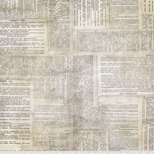 qbth006-neutral-dictionary-eclectic-elements-tim-holtz-108-wide-backing QBTH006.NEUTRAL Dictionary - Eclectic Elements - Tim Holtz 108" Wide Backing