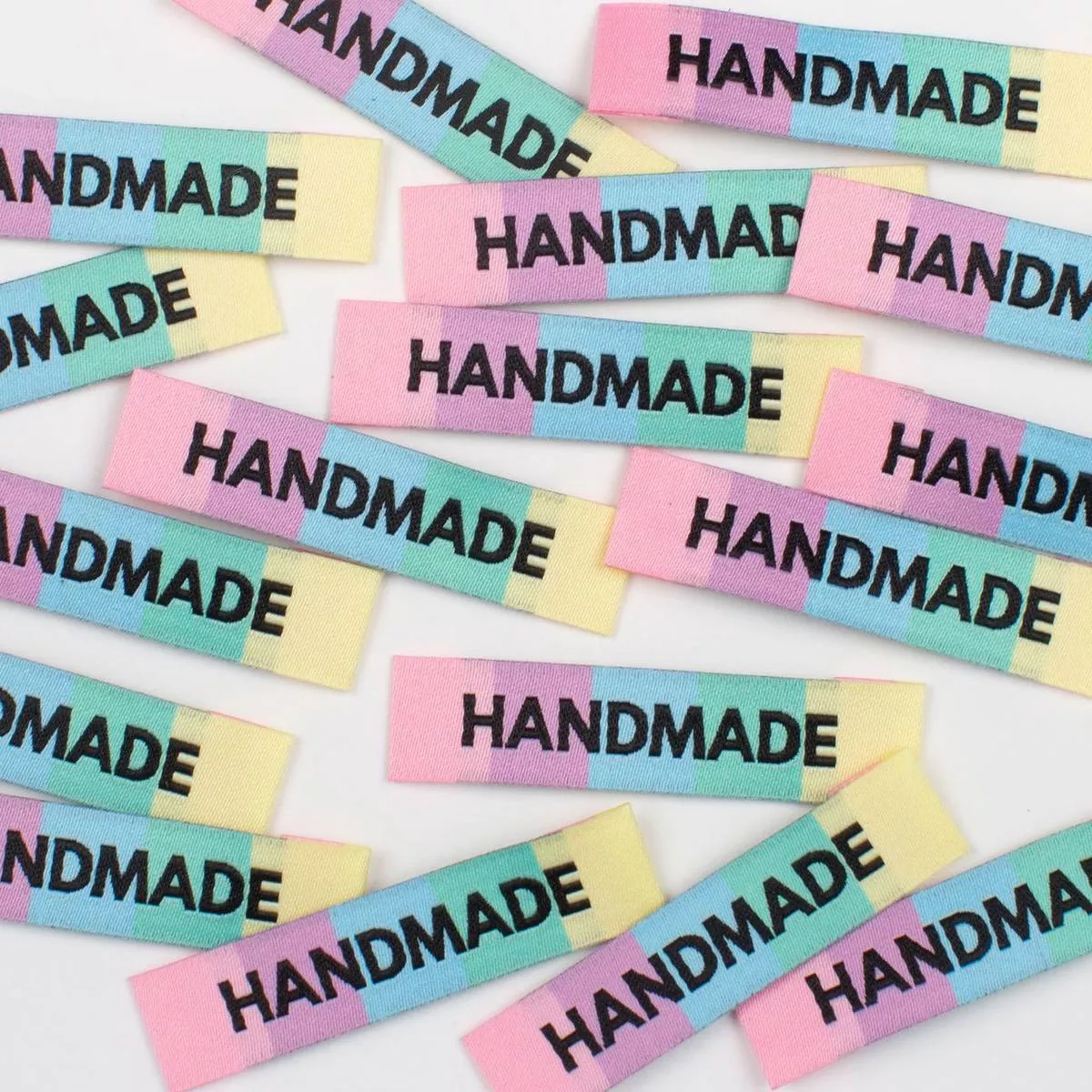 “RAINBOW HANDMADE” Woven Labels | Pack of 10 | Kylie And The Machine