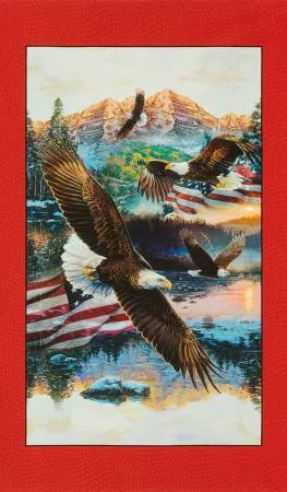 Robert Kaufman Panel,AJQD 23383-3 Eagles Red