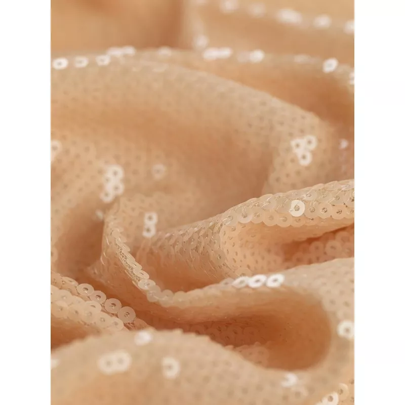 Sequin Stretch Mesh – Peach Sand