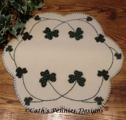 Shamrocks Wool Applique Candle Mat Pattern