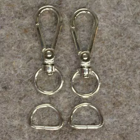 Silver 1/2in Narrow Back Strap Hardware 4pc