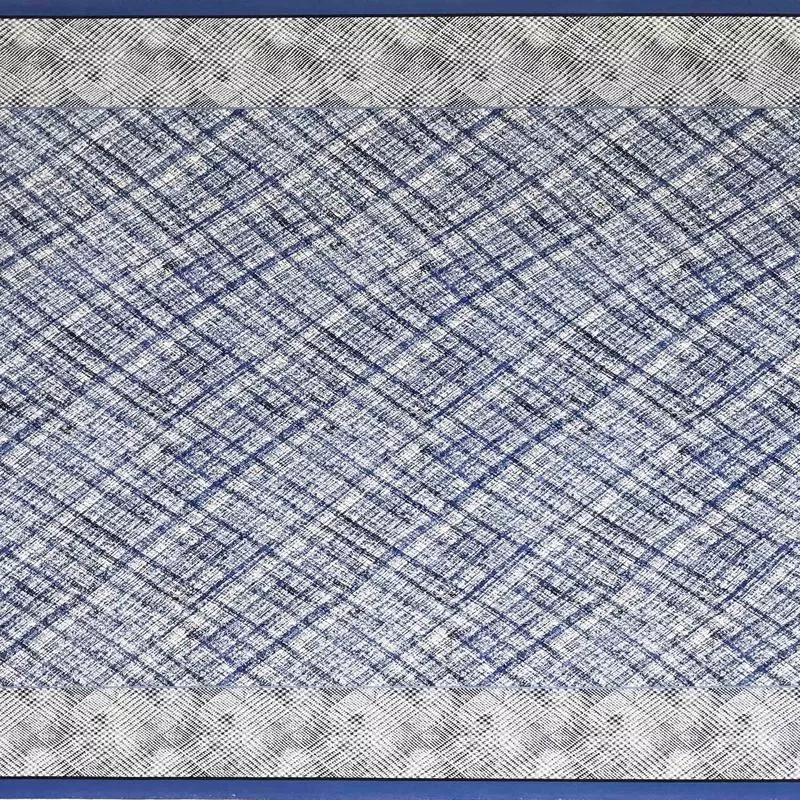 Sofia Crosshatch Double Border Print – Denim Mix