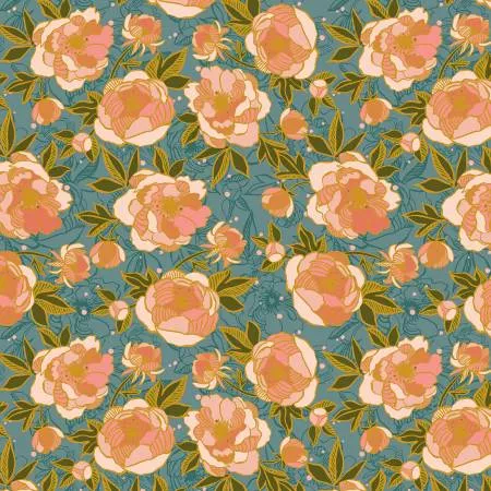 Soft Teal Wild Peonies