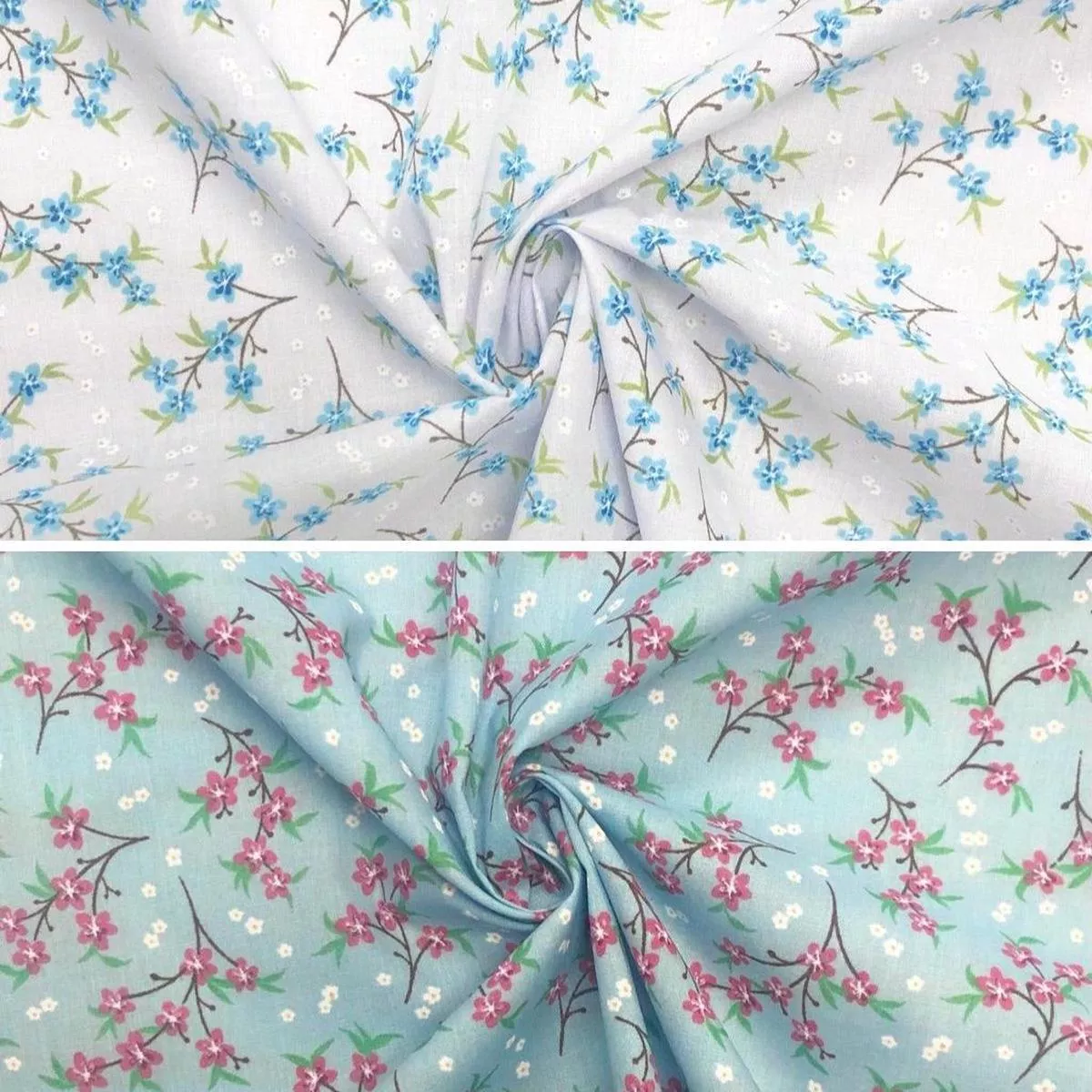 spring-flower-branches-polycotton-fabric Spring Flower Branches Polycotton Fabric