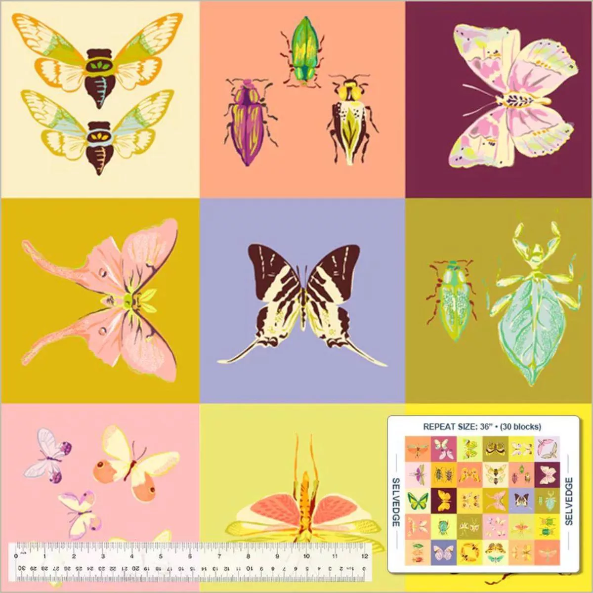Square Dance 36″ Panel Multi by Tamara Kate
