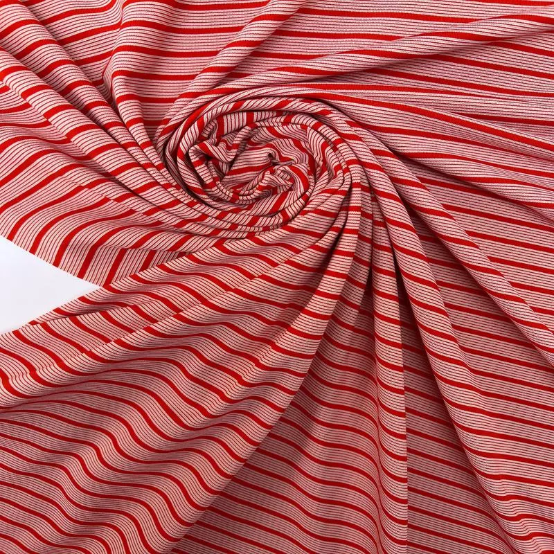 Striped Red-White Polyamid Elastane Knitted
