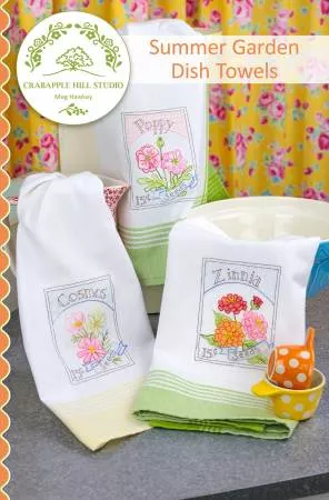 summer-garden-dish-towels-embroidery-pattern Summer Garden Dish Towels Embroidery Pattern