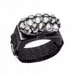 Thread Cutterz Ring Triple Row Bedazzled Black