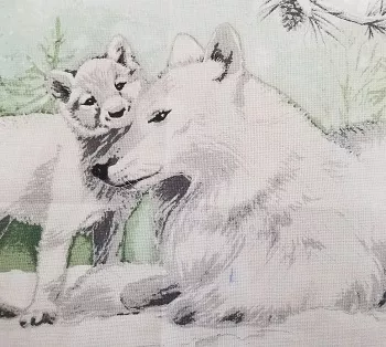 Winter Table Runner Kit 2:Wolves with Green Border