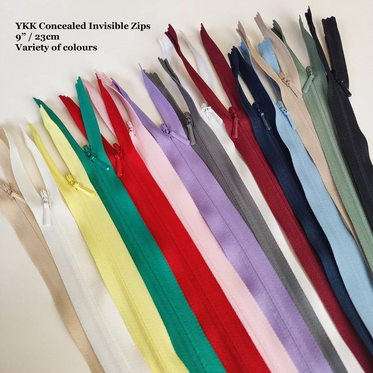ykk-concealed-invisible-zip-23cm-9inch-variety-colours YKK Concealed Invisible Zip 23cm / 9inch Variety of Colours